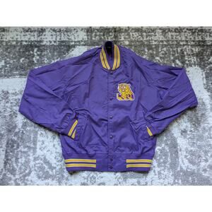 Vintage LSU Jacket Purple Satin, Embroidered Tiger Patch By Chalk Line - Large